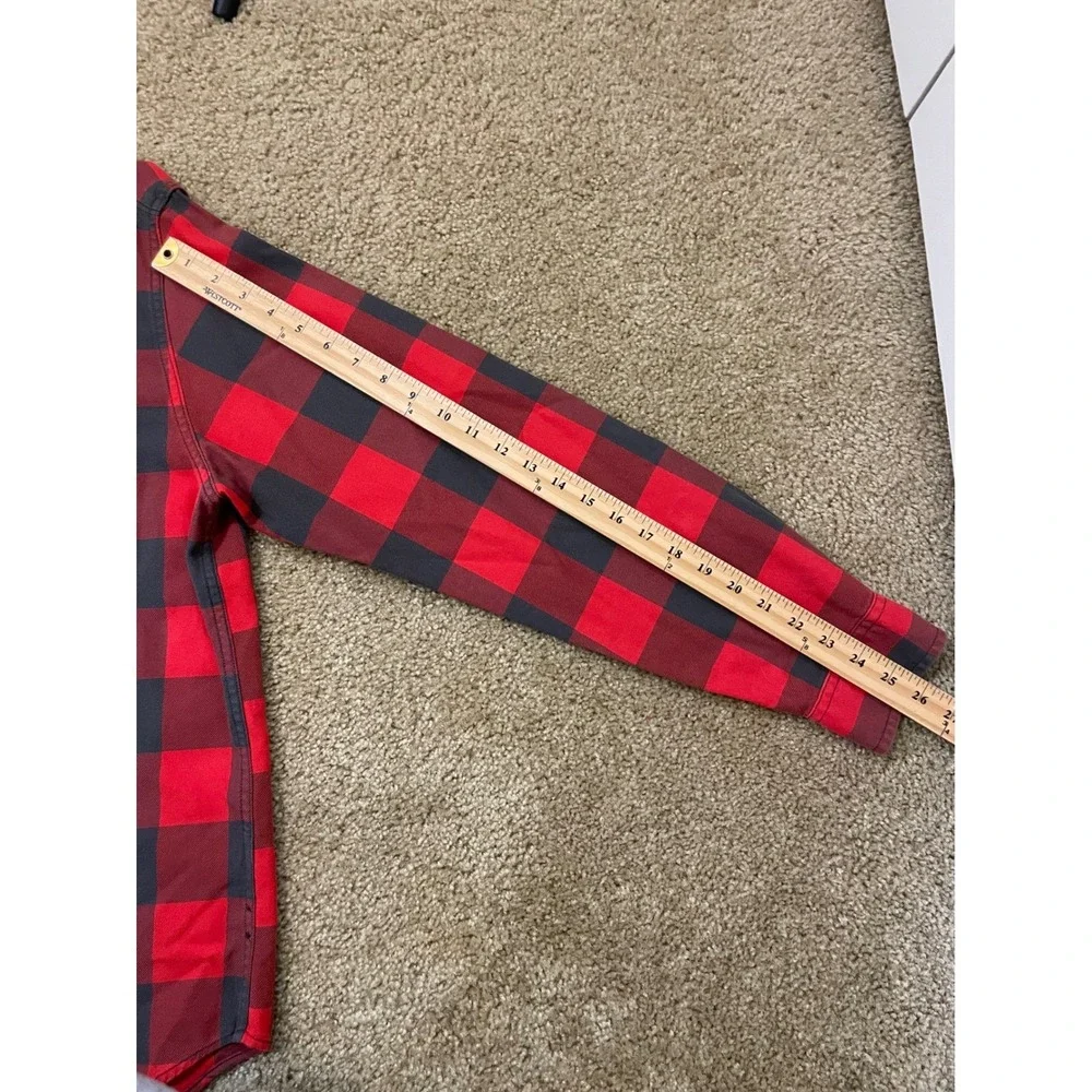 J Crew Men's Large Red Gray Buffalo Plaid‎ Flannel Long Sleeve Button Up